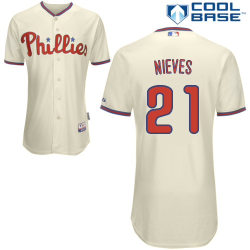 Wil Nieves #21 mlb Jersey-Philadelphia Phillies Women's Authentic Alternate White Cool Base Home Baseball Jersey